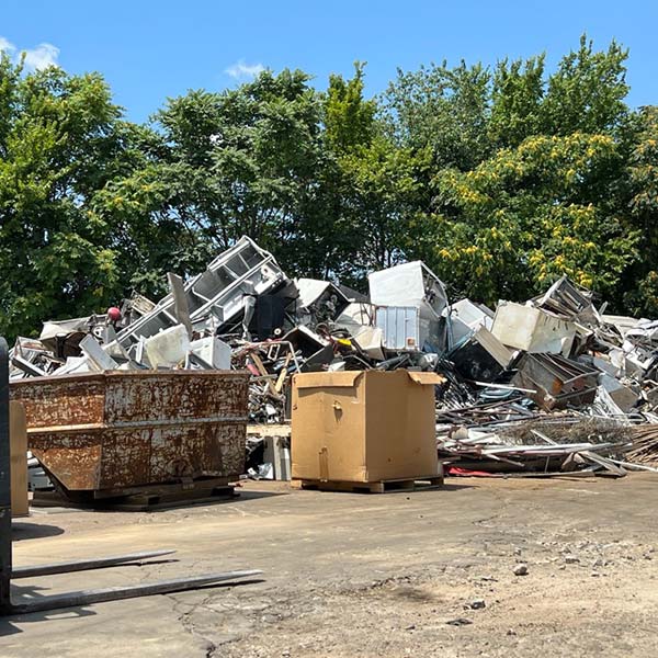 yard filled with scrap materials